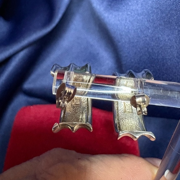 Earrings 925 Sterling Silver Hoops Brutalist Retro - Picture 5 of 12